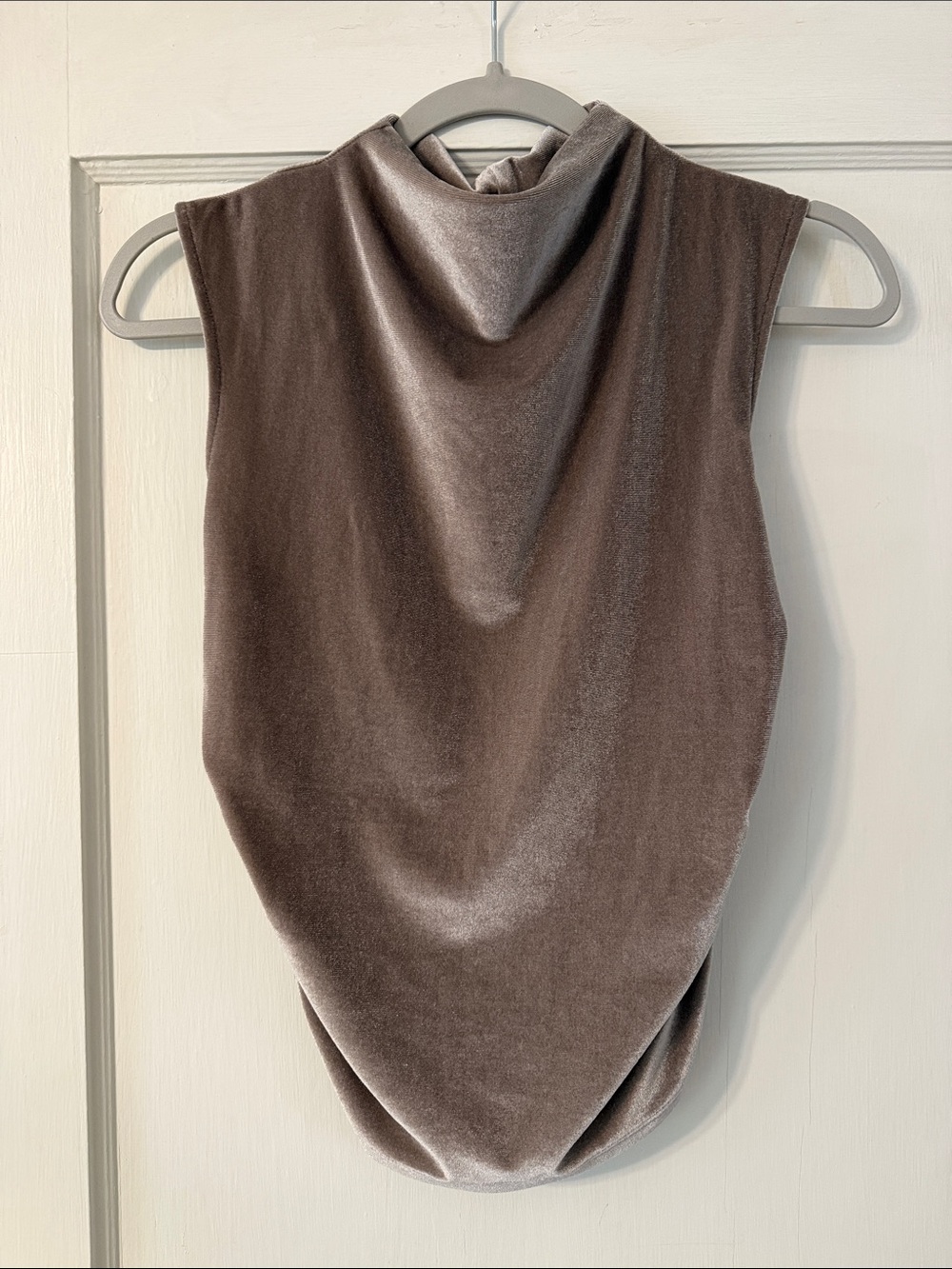 Sleeveless Mock Neck Velvet Top